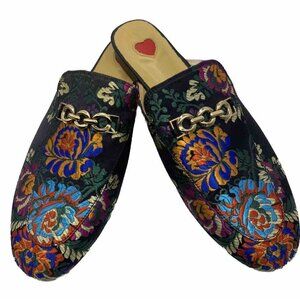 FY Zoe Miriam Silk Embroidery Size 260Cm US 9.5 Sheepskin Vero Cuoio Flat Mules